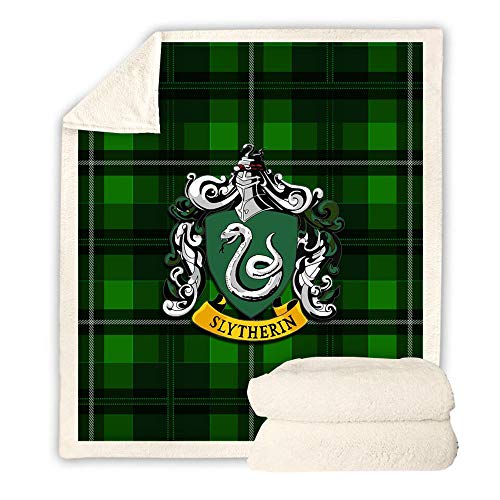 TZH Manta para Sofá, Manta De Cama De Forro Polar Sherpa con Estampado Digital 3D De Slytherin, Manta De Edredón Engrosada para Niños Adultos,S1,130x150cm