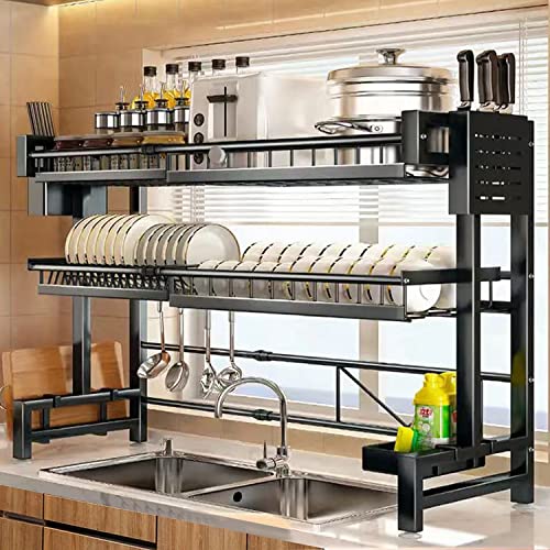 IBELL DR293 Over Sink Dish Drying Rack, Length Extendable, 2Tier