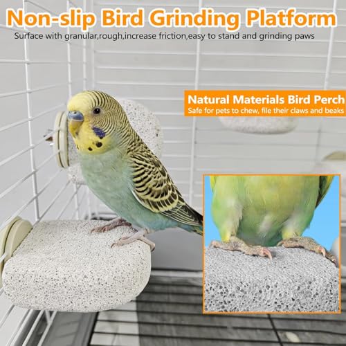 Image of 4Pack Bird Perch Stands Parrot Beak Grinding Stone Platform,Grey-S | Parakeet Foot Claws Trimmer,Calcium Perch Climbing Chewing Toys for Small Medium Birds Cockatiel Conure Lovebird Budgie