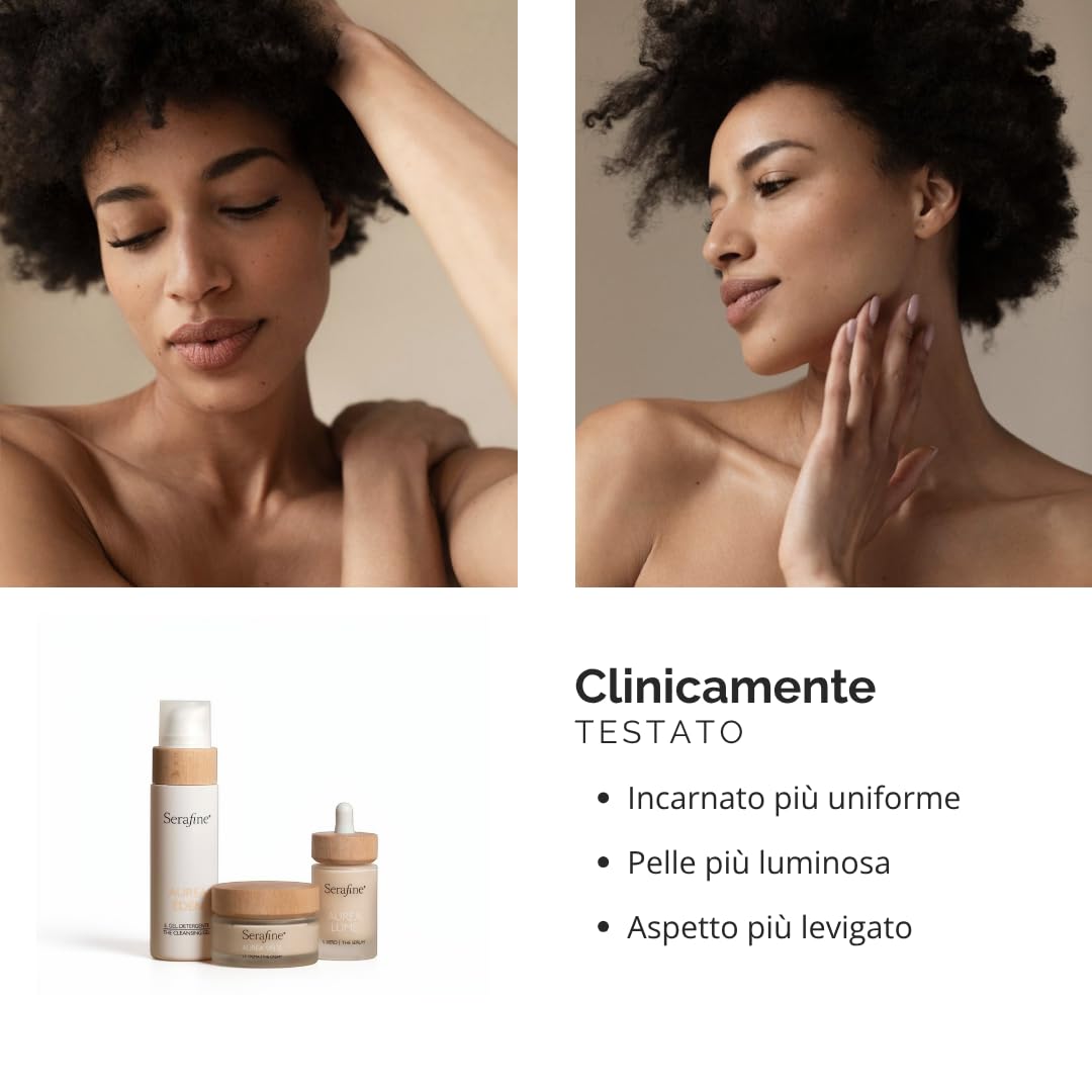 Serafine Rozjaśniające serum do twarzy z witaminą C, kwasem hialuronowym, prebiotykami i postbiotykami, do wszystkich rodzajów skóry, 30 ml