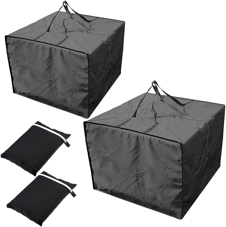Opaltool Garden Furniture Storage Bag Square Outdoor Garden Cushions Storage Bag Waterproof Oxford Seat Covers for Furniture Sofa Cushions (2pc-Black)