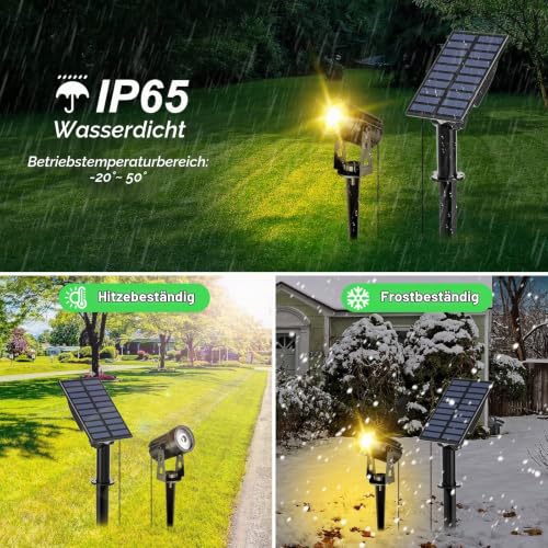 T-SUN Solar Gartenleuchten, 2-in-1 Wasserdicht Drahtlos Outdoor Wandleuchte, 2 Beleuchtungsmodi, Sicherheitsbeleuchtung für Hof, Rasen… – Ansicht 5