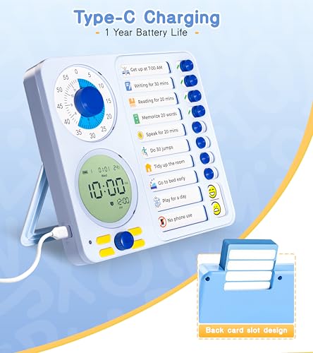 Image of 3-in-1 Visual Timer Task Timer with Chore Chart Board, ADHD Tool for Kids Adults Visual Schedule for Kids with Autism, Daily Checklist for Home, School, Classroom, Desk, Chore Chart