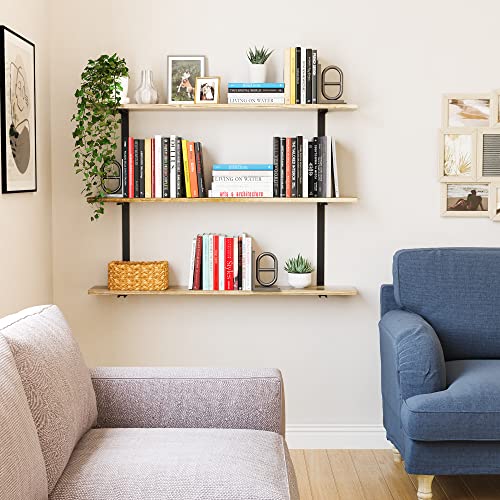 Wallniture Tivoli Floating Shelves For Wall Decor, Bookshelf Living Room Decor, 3-Tier Bathroom Shelves Kitchen Organization, Kids Bookshelf & Office Shelf Burnt Finish #TOP1