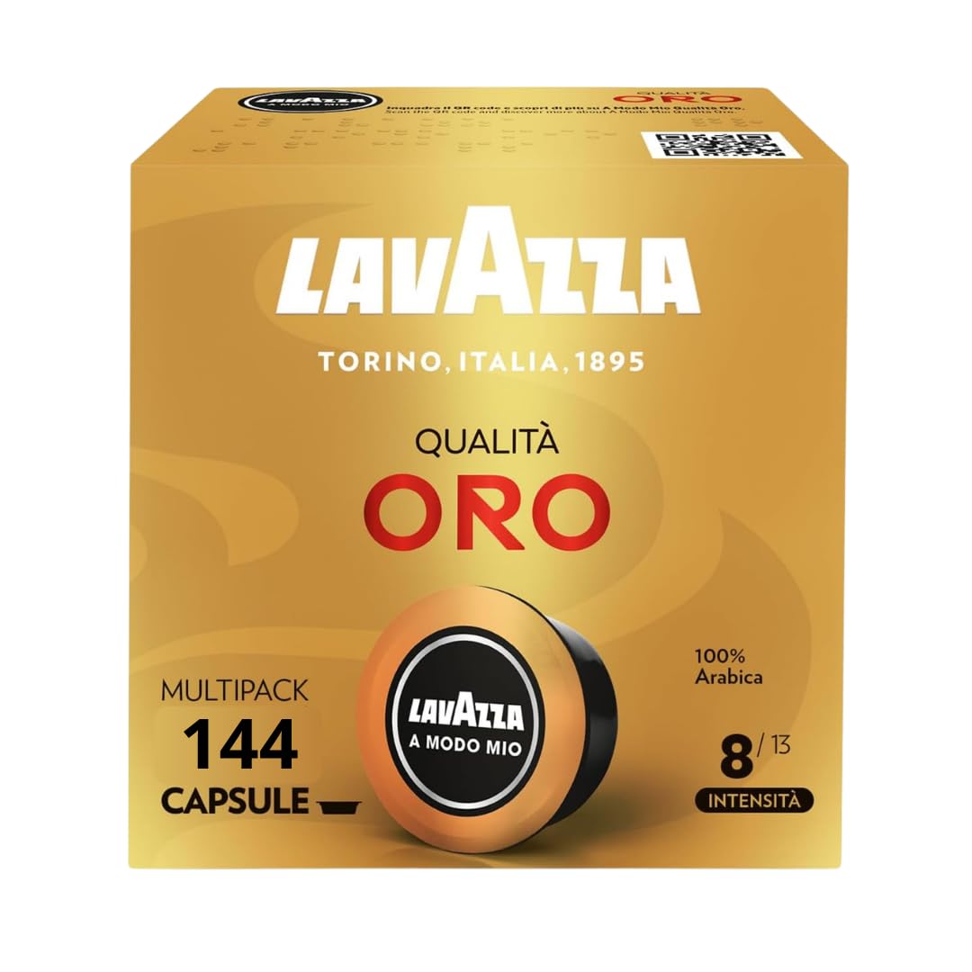 Lavazza, Espresso A Modo Mio - 128 Cápsulas de café de calidad 100 % arábica, intensidad 8, tostado medio, 8 paquetes de 16 cápsulas