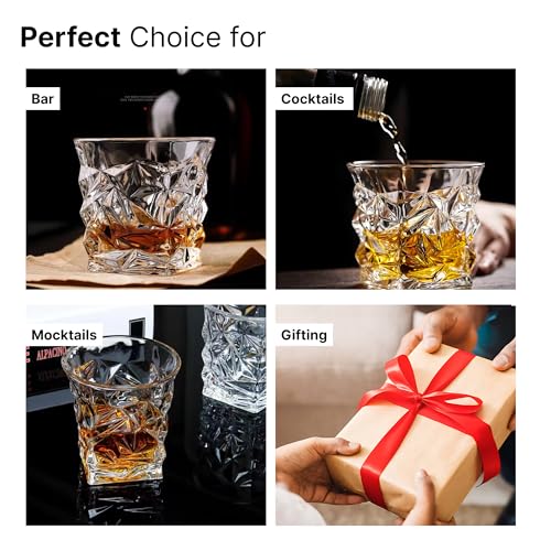 Image of UMAI Whiskey Glasses Set of 2 (270ml Each) | Diwlai Gift | Lead Free Neat Whiskey Glass | Heavy Bottom Drinking Glass | Crystal Glass Diwali Gift | Glass for Drinks | Cocktail Glasses