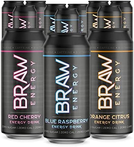 BRAW Energy Soda Drink 440ml x 12 Cans (Mixed Case)