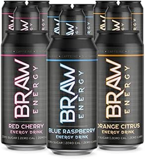 BRAW Energy Soda Drink 440ml x 12 Cans (Mixed Case)