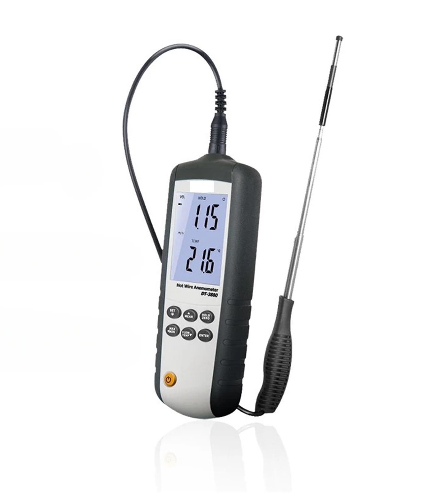 Anemómetro térmico portátil industrial de alta precisión, medición de velocidad del viento, volumen del aire y temperatura del viento.