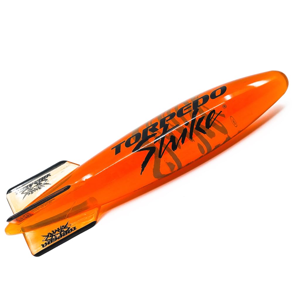 DartFin 11.25" Pro Size Ultra Premium Pool Torpedo Rocket Glides Up to 40 Feet Like Underwater Football for Underwater Passing Games Underwater Torpedo Large Diving Toy Glider (Orange)
