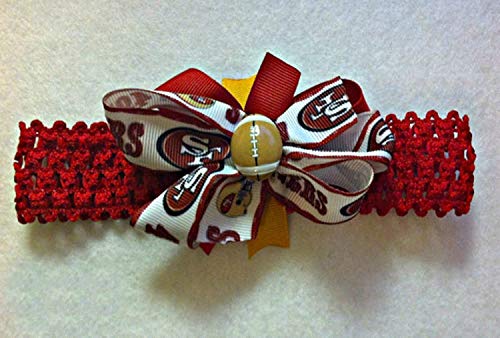 49ers Baby Girl Boutique Bow Crocheted Headband- Fits newborn- adult