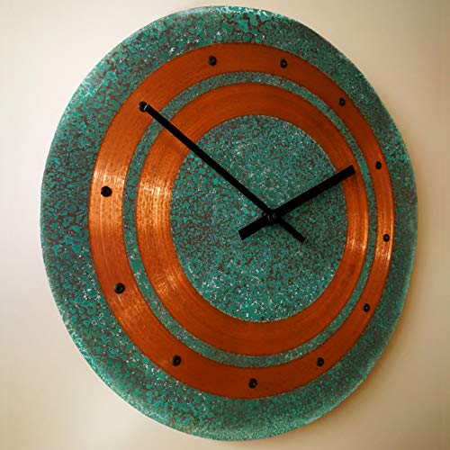 Inthetime 36-Inch Turquoise Copper Wall Clock Round Large Silent Non-Ticking Unique Handmade - 7Th Wedding Anniversary Gift Idea Rustic Farmhouse Native American Southwest Home Kitchen Art Decor #TOP1