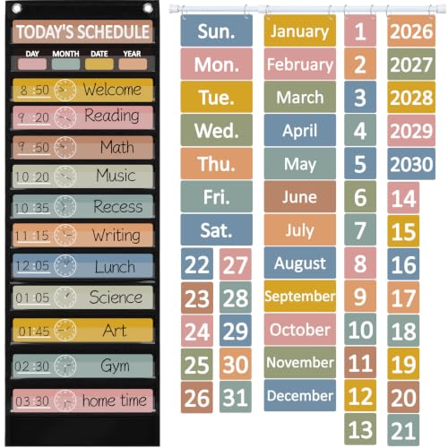 Calendario de pared infantil para organizar rutinas diarias en el aula y el hogar con 68 piezas