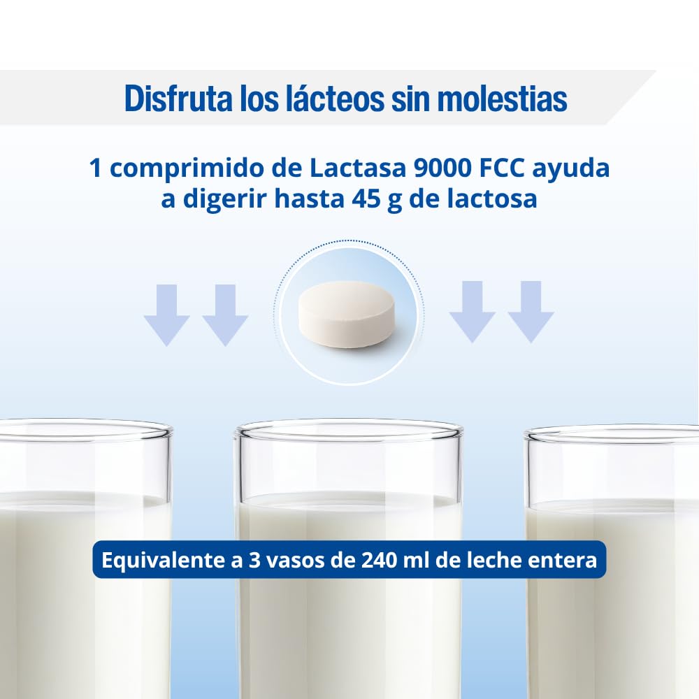 Lamberts Enzima Lactasa 9000 FCC | 60 Tabletas | Apto para Veganos | Sin Gluten | Sin OGM | Super Strength | Para Intolerancia a la Lactosa | Tomar Antes de Lácteos | Calidad Farmacéutica GMP