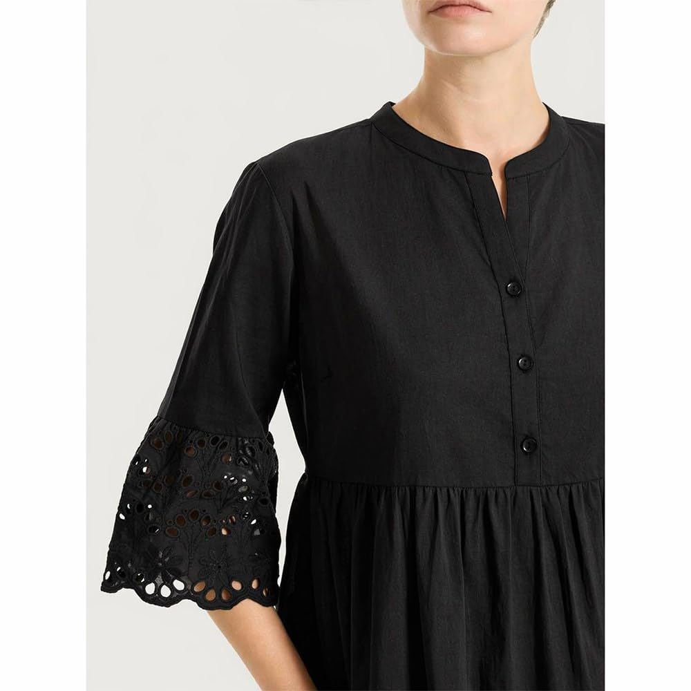 RAGNO Vestito con Dettagli in Sangallo e Mussola di Cotone ds91dg