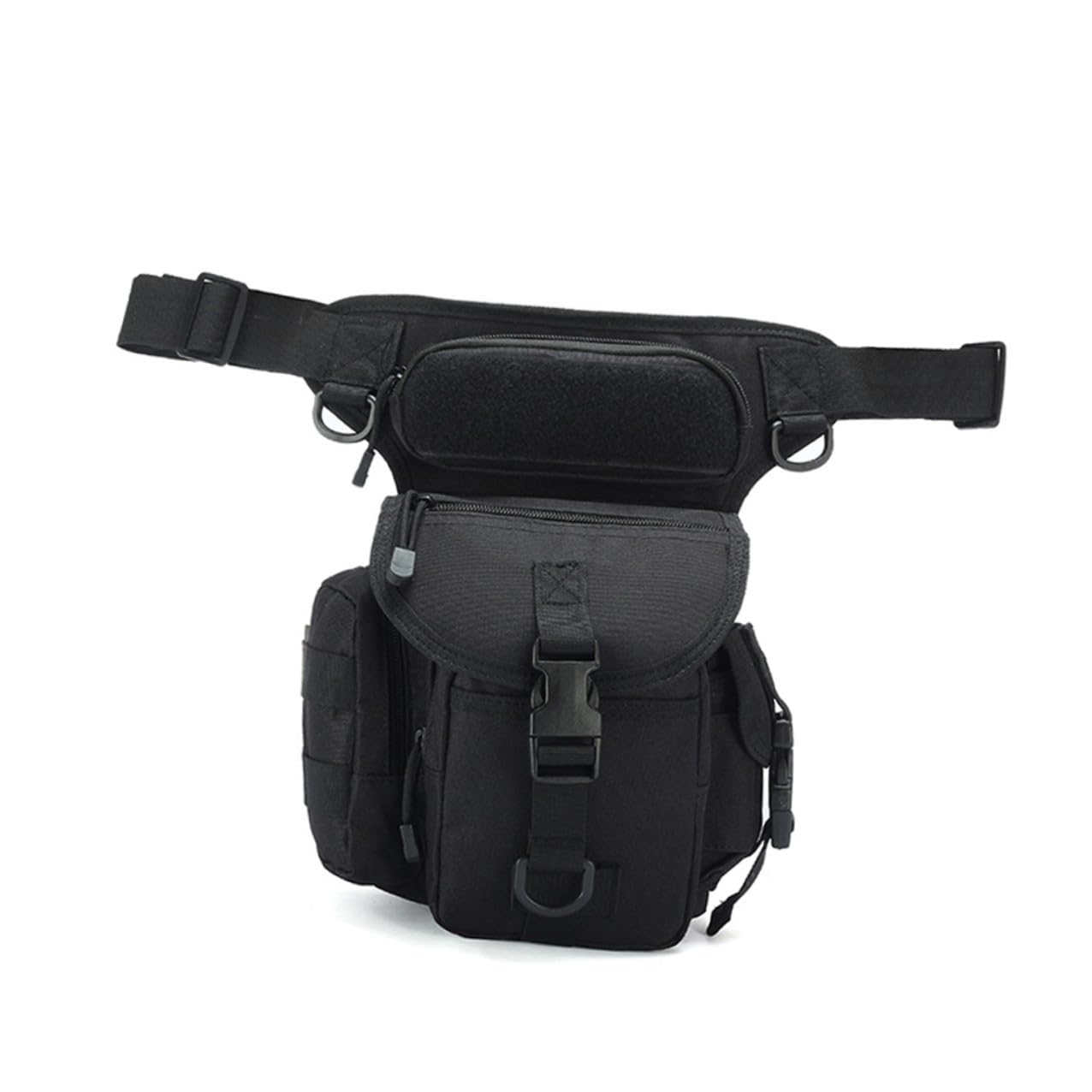 Abaodam Riñonera Multifuncional de Oxford, Tamaño Mediano, Camuflaje Negro, Bolsa Deportiva para Ciclismo y Senderismo Correa Ajustable para Hombre