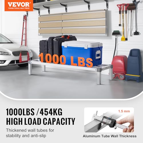 Vevor 48” X 14” COMMERCIAL FOOD FLOOR RACK 8 Inch Off The Floor, 1000 Lbs Capacity All-Welded Aluminum Storage Rack thumb #1