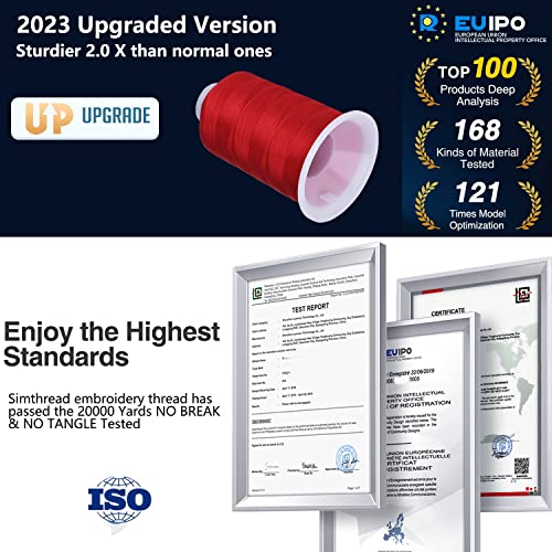 Simthread Embroidery Thread 5500 Yards Prussian Red 800, 40Wt 100% Polyester For Brother, Babylock, Janome, Singer, Pfaff, Husqvarna, Bernina Machine #TOP2