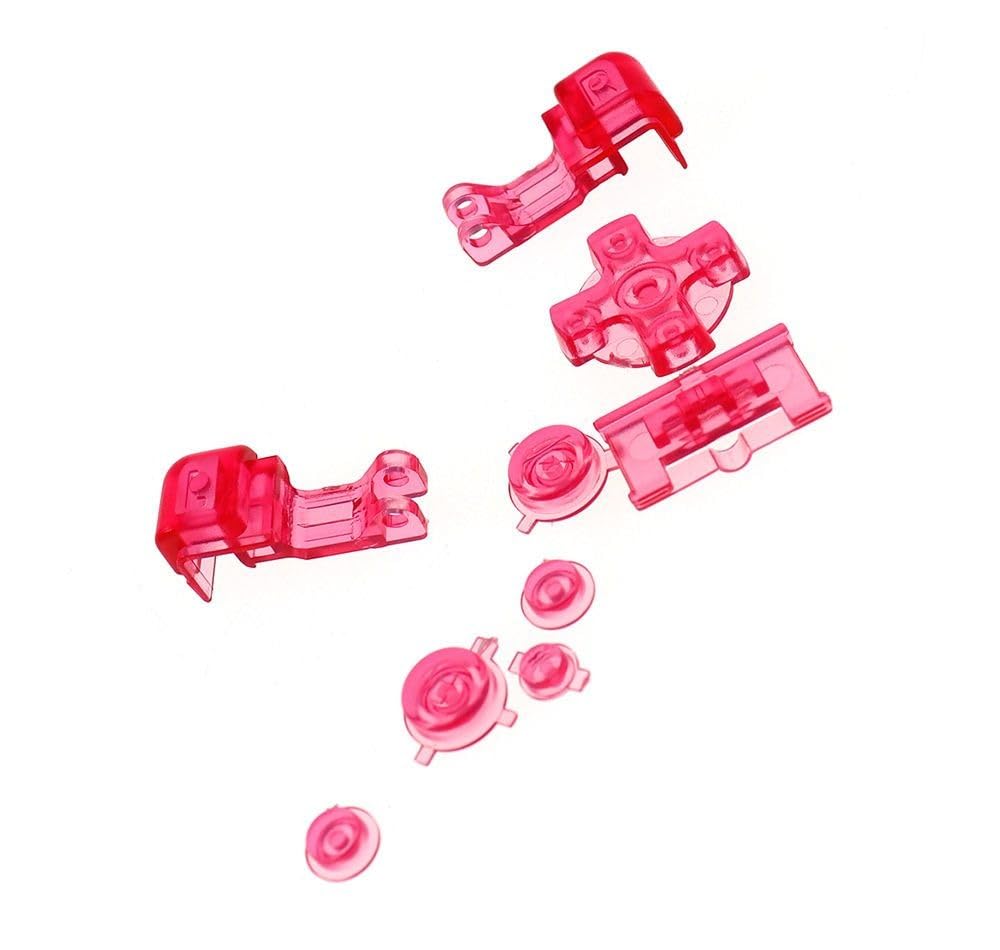 Narwhalss GBA SP 専用 交換ボタン フルセット 修理ボタンキット 電源／音量/十字キー／AB／LR ボタン 対応 修理用パーツ ABS素材 (透明レッド)