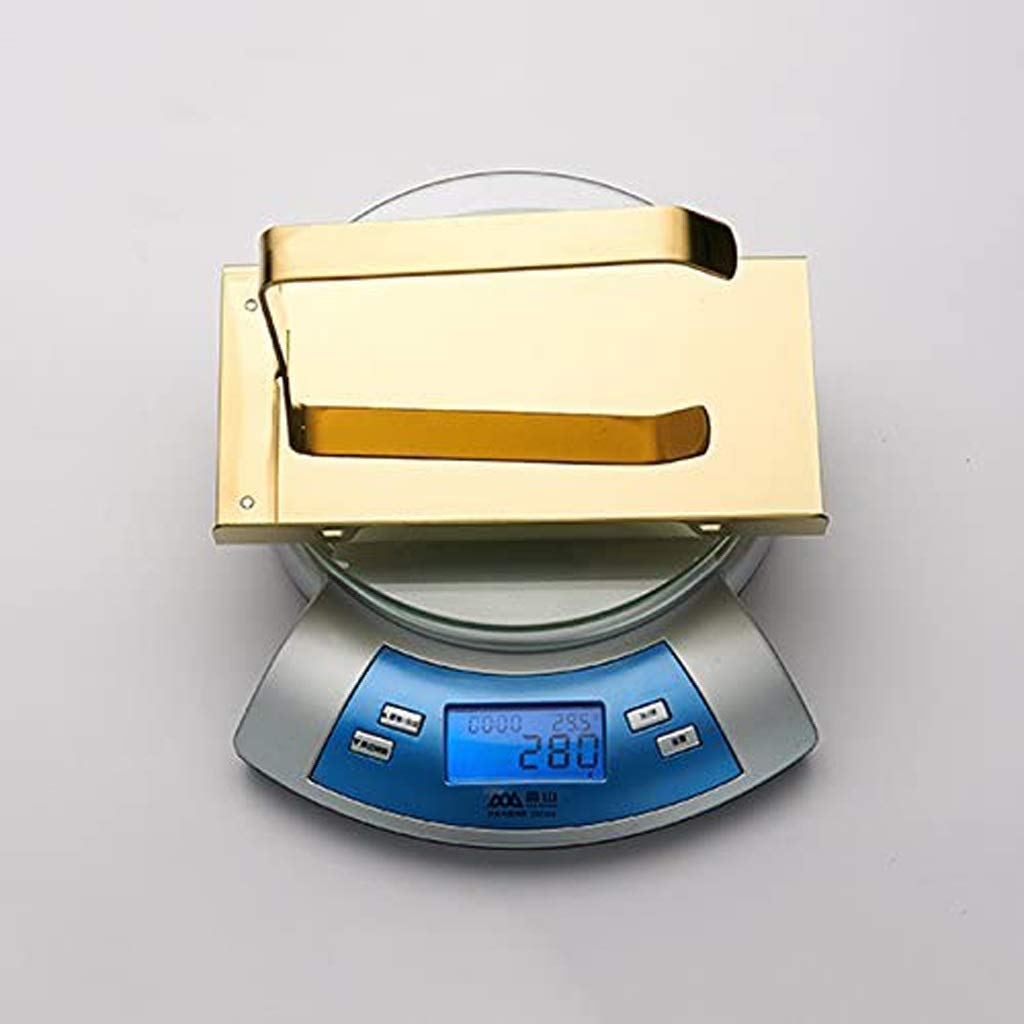 HLTYGWX Porta Carta igienica da Bagno in Ottone a Rotolo Singolo, Dispenser da Cucina, Appendiabiti Tradizionale, Montato a Parete, Oro