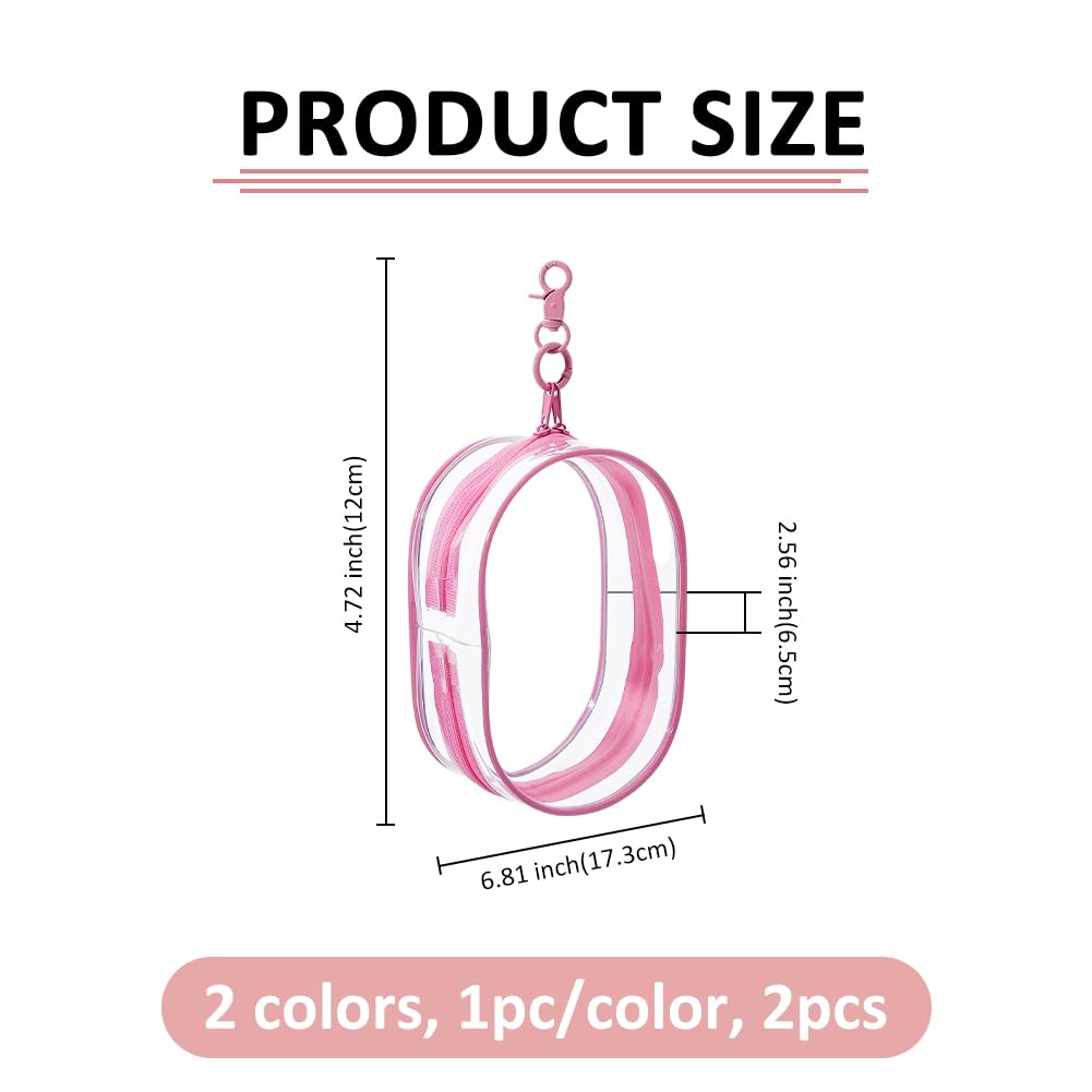 SUPERFINDINGS 2 Colors Large Clear Figure Display Bag with Keychain 17.3cm Pink White Portable Figures Storage Bag Blind Box Organizer Dustproof Figure Storage Pouch Zipper Closure for Collectibles - Image 2