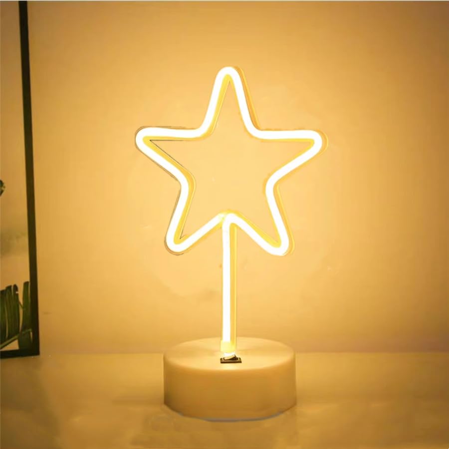 HFHungkeong LED Neon Night Sign Neon Light Art Lamp Table Living Room Bar Restaurant Office Valentine's Day Festvial Holiday Birthday Party Wedding Decoration USB Powered（Pentagram）