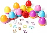 Lista de embalaje : 12 sellos de huevos de Pascua. Múltiples colores, diferentes sellos de huevo tienen diferentes sorpresas, utilizar diferentes colores de arcilla para diferentes patrones.