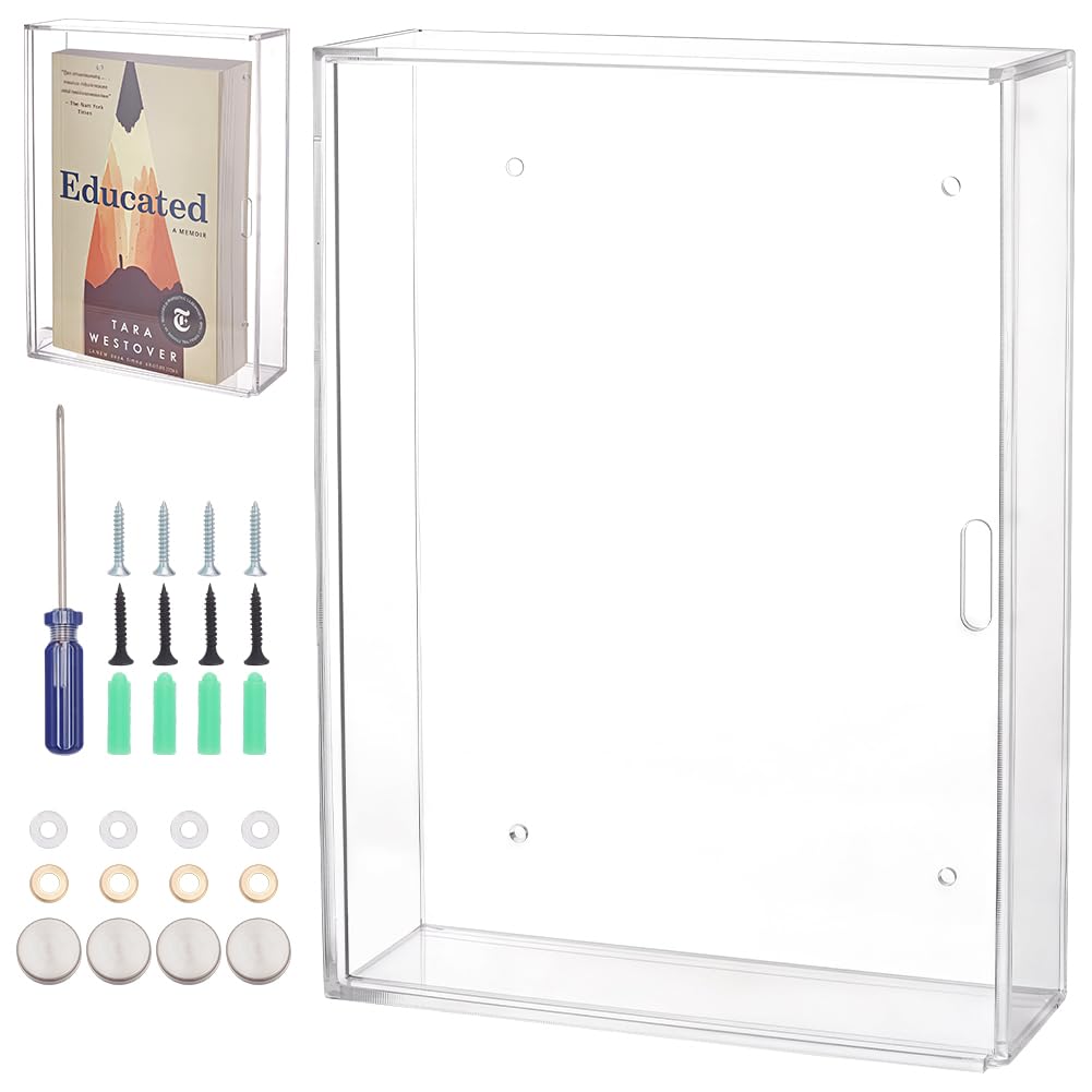 BENECREAT Acrylic Bible Display Case, Clear Wall Mount Display Case for Collectors to Display and Storage Bibles, 27x20.2x6.5cm/10.6x8x2.6 Inch