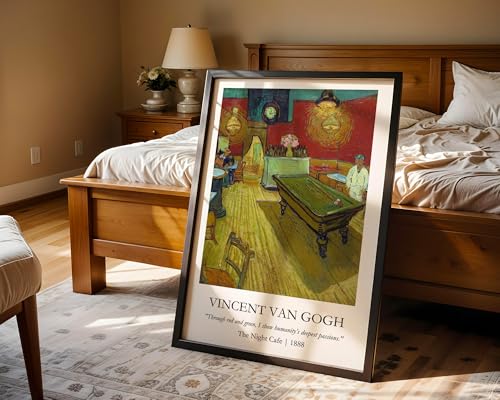Image of Waltractive Vincent Van Gogh Paintings Framed Poster with Beautiful Quotes - Available in 33x22 and 48x33 CM - Classic Art Poster with sleek Black Frame - Elegant Home and Office Decor (The Night Cafe, 9x13 Inch, Framed)