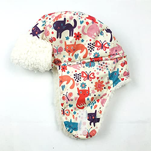 Wxllzlife Baby Toddler Printed Winter Hat And Gloves Set Boy Girl Warm Hats Mittens With Earflap Cap Beanie Windproof Fleece Hats 2-3 Years Old Cat #TOP1
