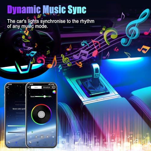 Honalia HO-INCL-CTL4 Smart Car Interior Light With App Control Rgb Car Interior Led Light Bar Music Sync Colour Changing thumb #3