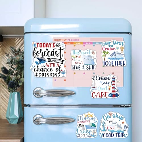 Image of 10PCS Cruise Door Magnets Decorations Large Magnetic Stickers for Cruise Ship Cabin, Fridge & Car, Funny Anchor & Ship Design, Vacation Party Decor for Carnival, Holiday & Family Trips