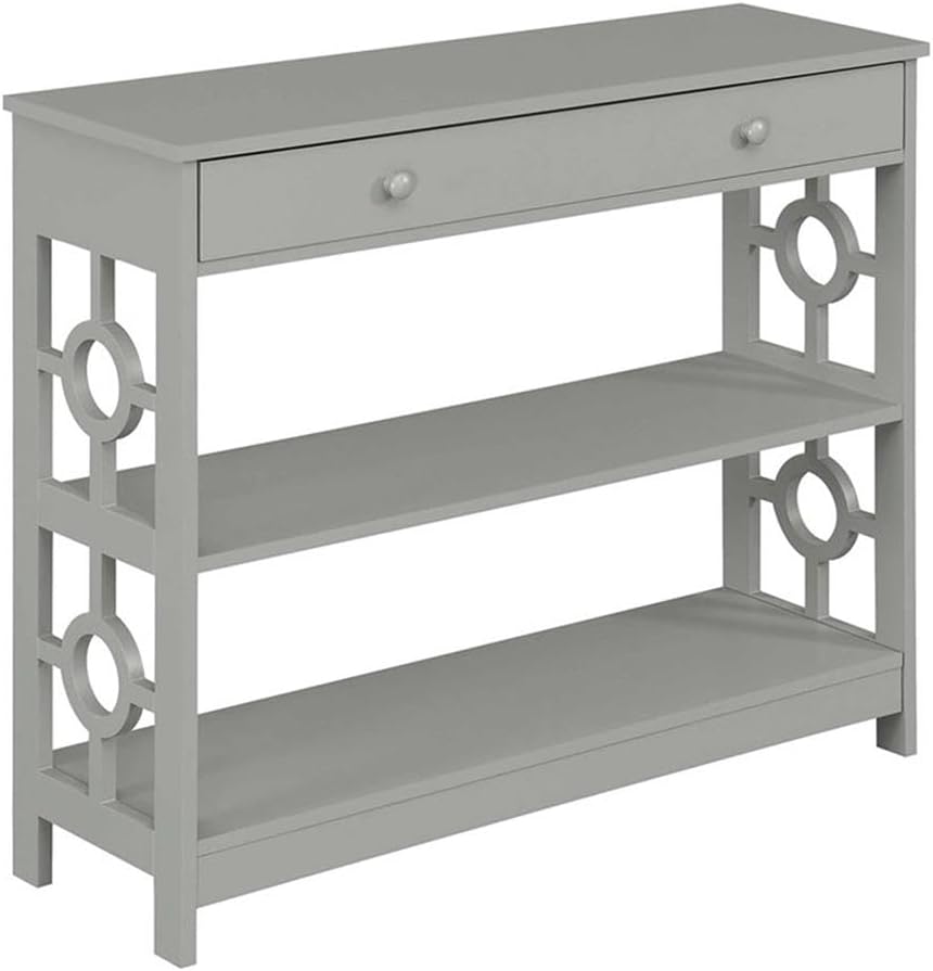 Ring 1 Drawer Console Table with Shelves, Gray
