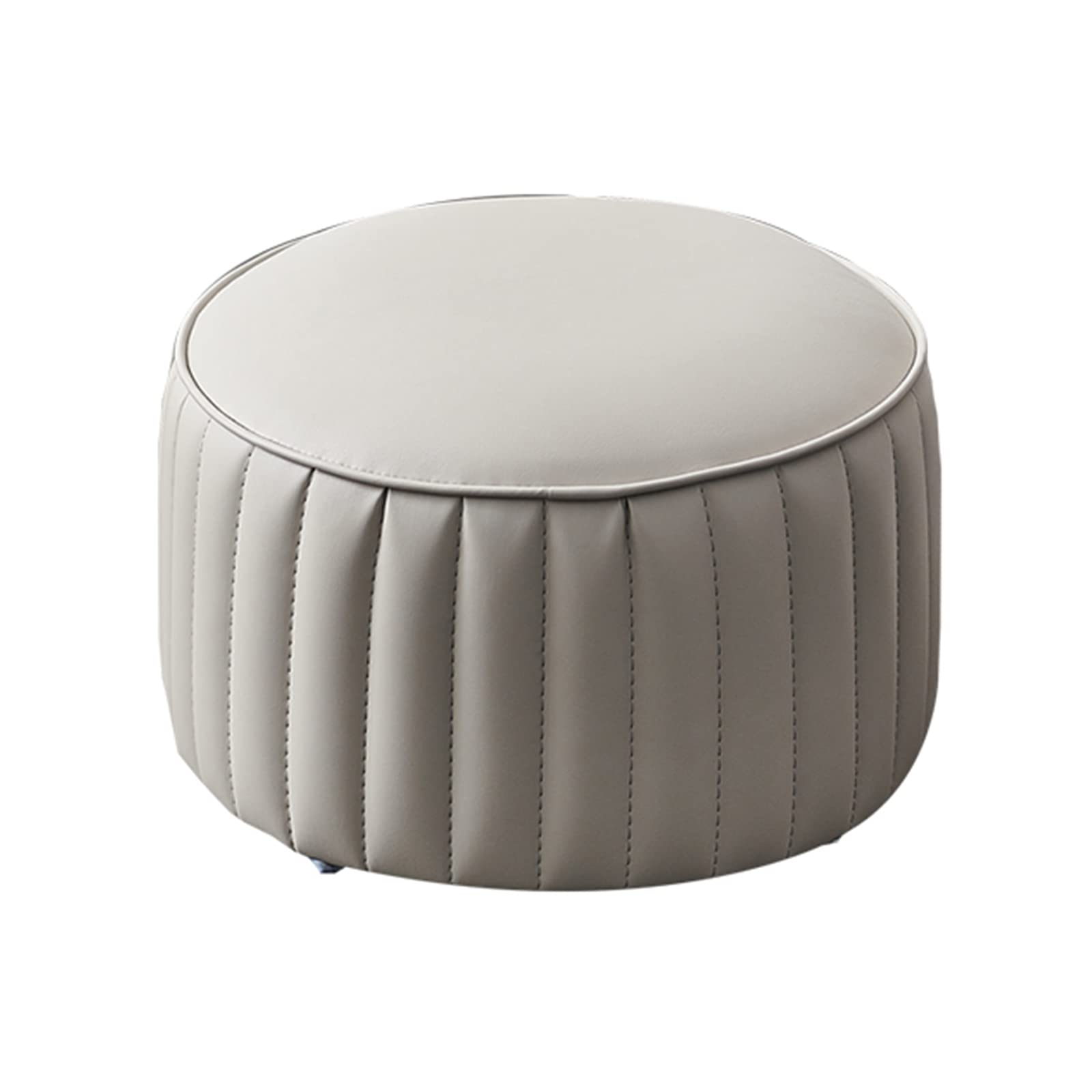 Pouf moderne gris en cuir, le tabouret à langer idéal pour se chausser