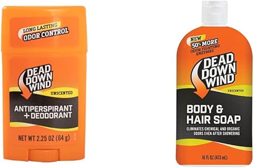 Dead Down Wind Desodorante antitranspirante en barra para hombre  2.25 onzas  Sin perfume, de larga duración & Dead Down Wind Jabón para cuerpo y