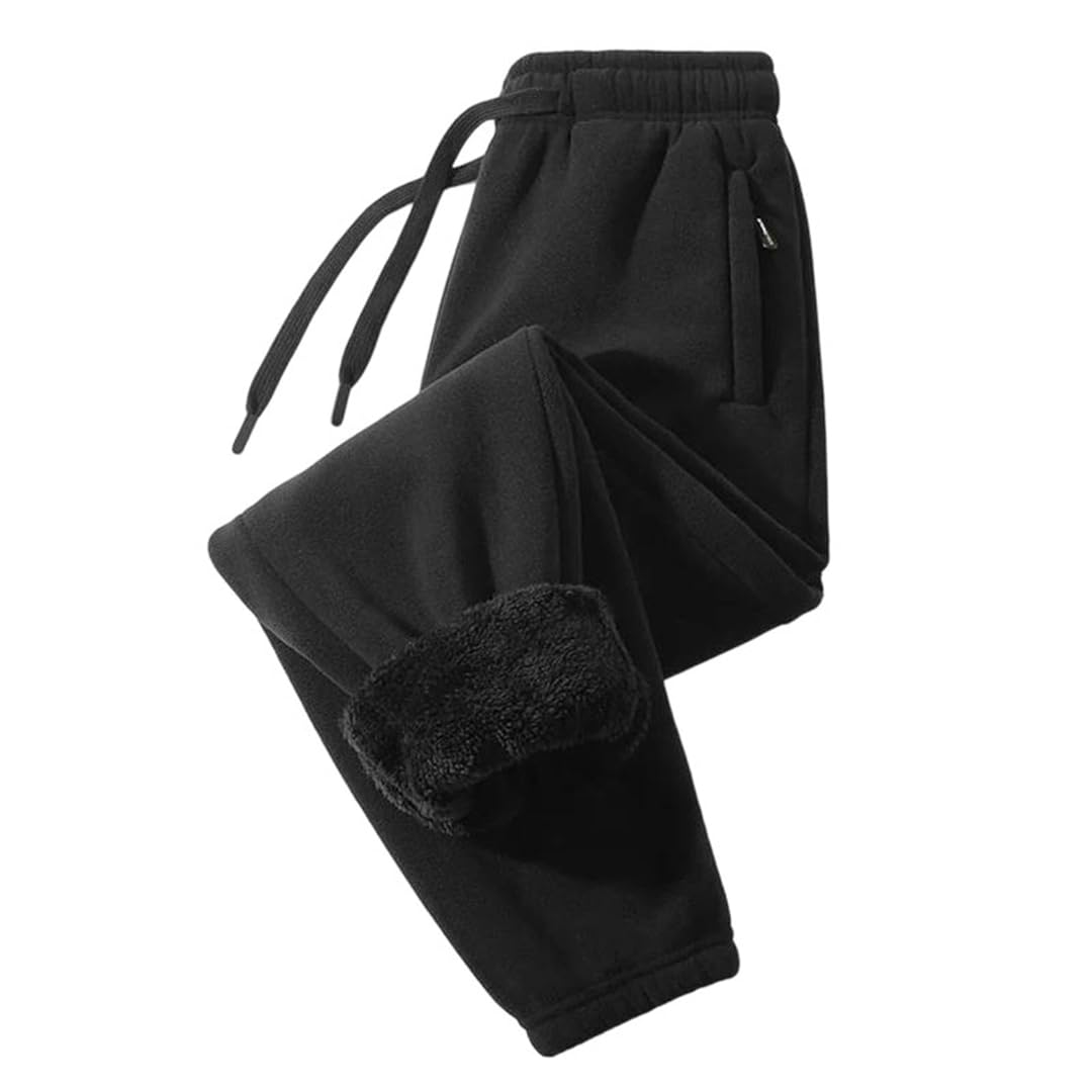 Mens Double-Sided Fleece Joggers Thermal Winter Sweatpants for Cuffed Ankles Pants