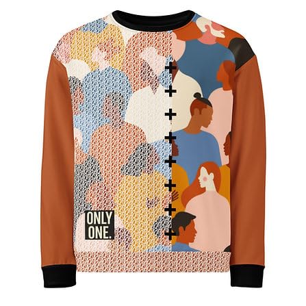Sweat Design Unique by AO, sweat-shirt coton col rond imprimé graphique tendance