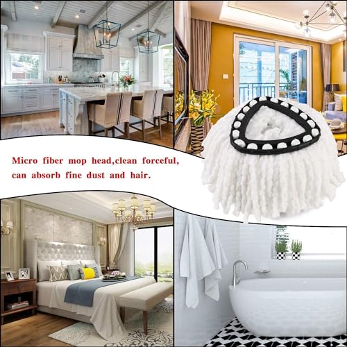 Image of Mop Replace Head, Spin Mop Replacement Head Easywring 1-Tank System, Easy Cleaning, Microfiber, Machine Washable (3 Pack)