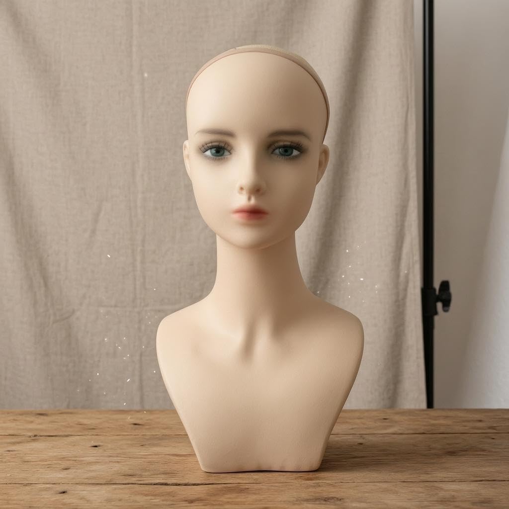 Testa di Manichino Femminile Professionale, Versatile E Realistica con