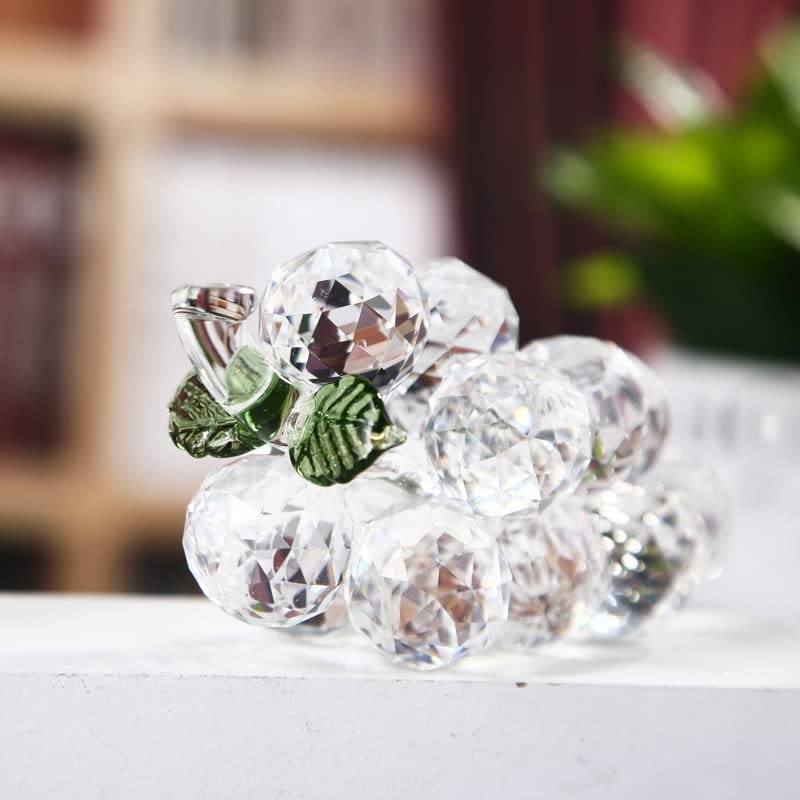 Multicolor Handicraft Art Decoration Crystal Grape Gift Living Room Lattice Cabinet Decoration Home Decore Gift (Clear,Large)
