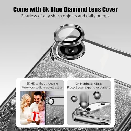 Image of Misscase for iPhone Air Case Compatible with MagSafe,Built-in Camera Lens Protector Full Protection Soft TPU Anti-Scratch Magnetic Glitter Slim Case Cover for iPhone 17 Air 6.5 inch Black