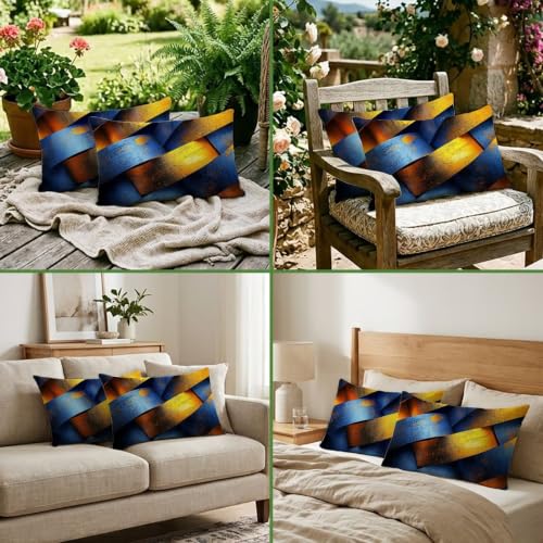 Housse coussin exterieur bleu 50x80 imperméable taie jardin - 7