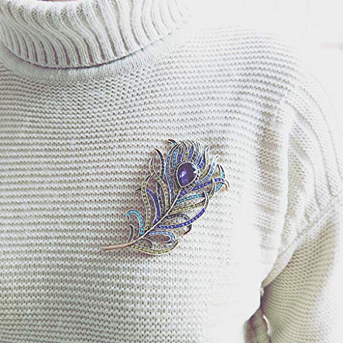 Broche plume pendentif mode pour robe de mariage 11x6 cm