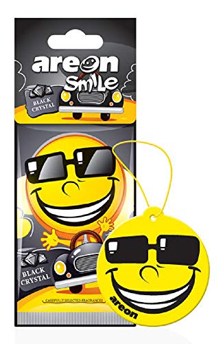 Image of AREON Smile I Design Hanging Car Air Freshener, Black Crystal (Pack of 12)