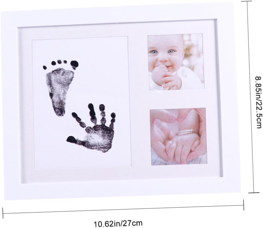 Footprint Picture Frame with White Pp Plastic, Footprint Keepsake for Nursery Décor, Growth Record Photo Holder for Memory Display