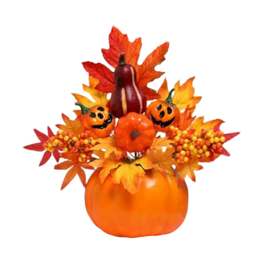Striegro Halloween Pumpkin Centerpiece, Orange, 8in..