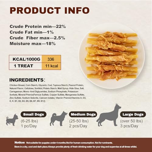 PETPHABET Chicken Wrapped Cod Sticks Dog Treats - 5 Inch Healthy Jerky Rawhide Free Dog Chews, Soft Puppy Training Snacks for Small, Medium, Large Dogs, Rich in Omega-3, High Protein & Low Fat, 14oz — view 3