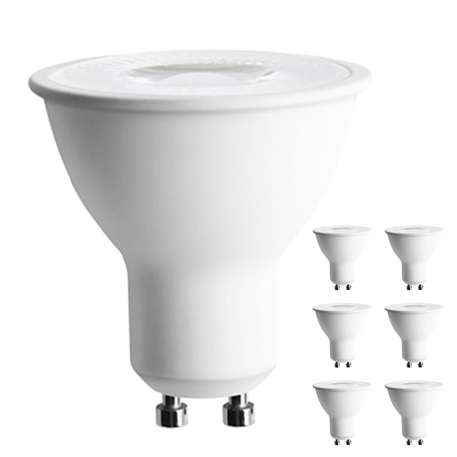 Żarówki LED GU10 Nieściemnialne 6 W 600 lm Zimna biel 6000 K 50 W Odpowiednik 120° Światło punktowe Światło szynowe Wpuszczane światło punktowe, AC 100–265 V, 6 opakowań