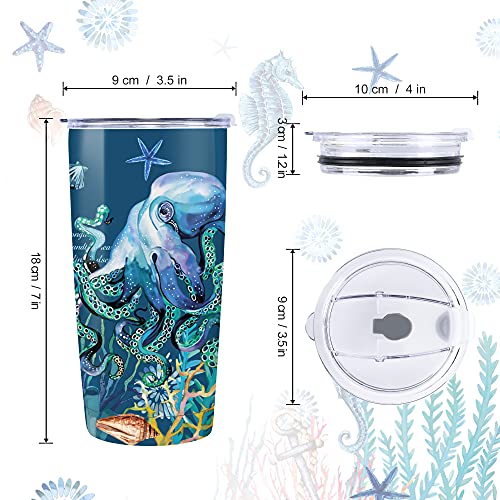 NymphFable 20oz Oceano Pulpo Taza Termo Cafe para Llevar Taza Termica Acero Inoxidable Taza Personalizada - Imagen 3