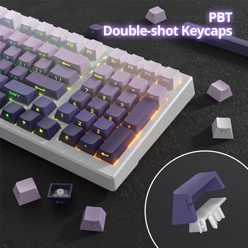 133 Keys PBT Gradient Gray Side Printed Keycaps,Double Shot Shine Through Custom Cherry Profile Keycaps for for Cherry/Gateron MX switches 60 Percent / 68/75% Gaming Mechanical Keyboard (Star Purple) - Image 4
